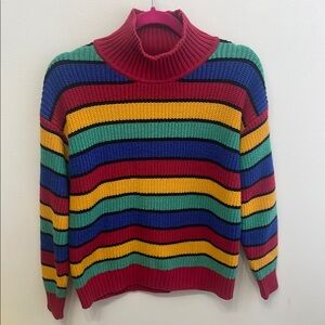 Colorful Striped Turtleneck Sweater